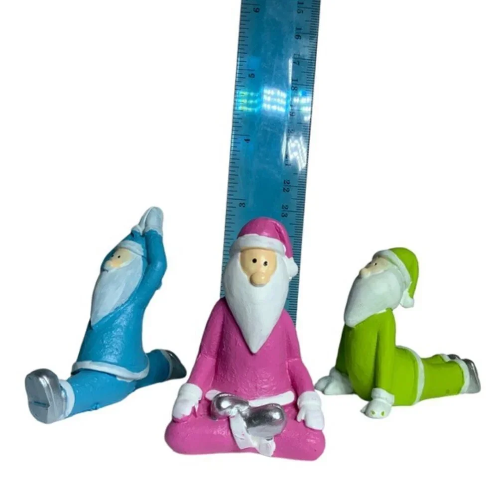Santa Yoga Figures Gnome Christmas Gift Set Holiday Figures Set of 3 Piece Set